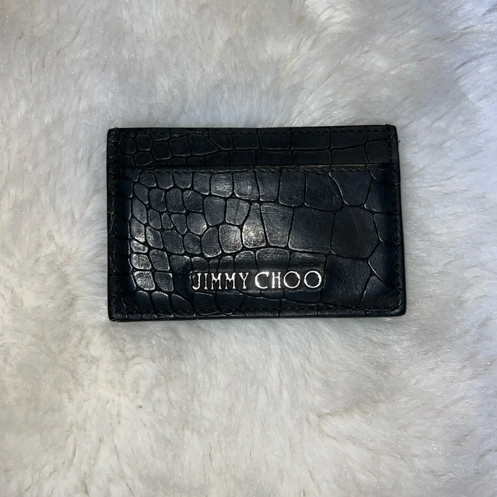 Jimmy Choo Leather Croc Embossed Card Holder